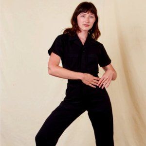 Short Sleeve Black Jumpsuit (XS)